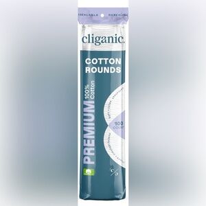 CLIGANIC NIB 100% ORGANIC COTTON ROUNDS 1 PACK 100 COUNT